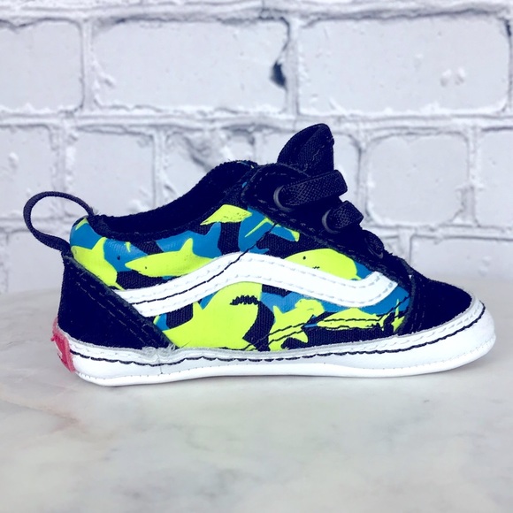Vans Off The Wall Baby Infant Slip-On Baby Skater Multicolor Camo Shark Shoes 4 - Picture 7 of 11